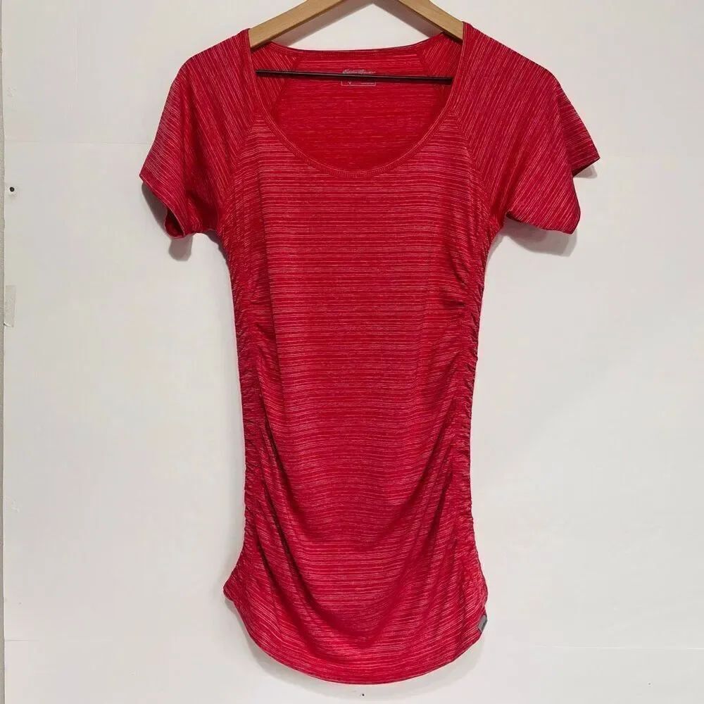 Eddie Bauer Travex Short Sleeve Ruched Sides Top   Size S
